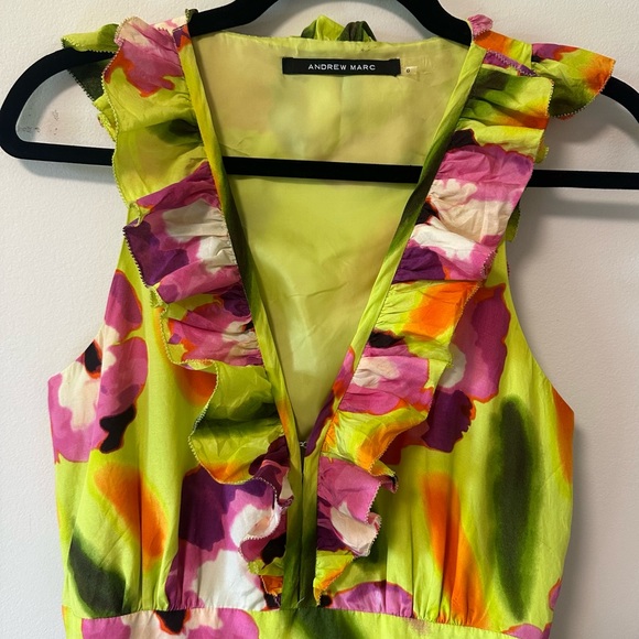 ANDREW MARC Bright Floral V-Neck Dress - Picture 4 of 9